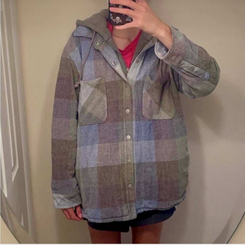 UNIF Blue and Gray Plaid Utility Jacket - Picture 2 of 3